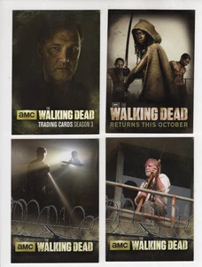 THE WALKING DEAD PROMO INSERT PARALLEL COLLECTION 4 CARD LOT 2013-14 CRYPTOZOIC - Picture 1 of 2