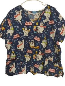 Frosty The Snowman Scrub Top Christmas 2X - Picture 1 of 3