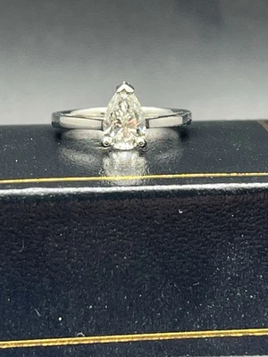 Pear Shaped Diamond Ring Set In Platinum 1.02 CT Size L/N lab grown with cert  - Image 1 of 4