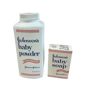 Johnson’s Original Talc Baby Powder 9oz Embossed Container And Castile Soap - Picture 1 of 14