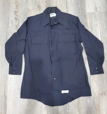 Elbeco Police/Security Uniform Long Sleeve Shirt Navy Blue 100% Wool -Sz 16-32 - Image 1 of 4