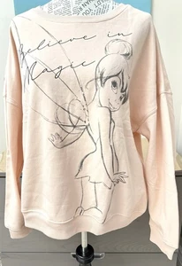 Felpa Disney Believe in Magic Tinkerbell Sketch rosa pesca manica lunga XXL - Foto 1 di 6