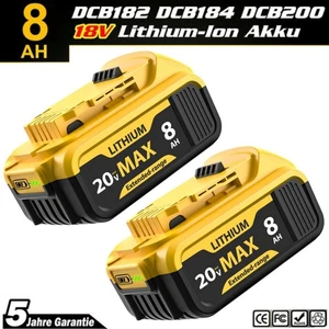 2 Neu Akku Für DeWalt DCB184 18V 8,0Ah XR Li-Ion Batterie DCB182 DCB205 DCB206 - Bild 1 von 9