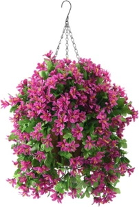 INQCMY Artificial Hanging Flowers in Basket for Summer Outdoor Porch Decoration - Picture 1 of 12
