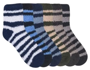 6 Pairs Fuzzy Warm Soft Plush Crew Stripe Cozy Socks Slipper 301S3 Size 9-11 - Picture 1 of 2