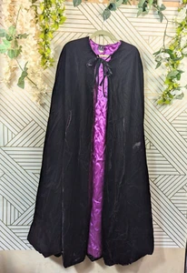 Vintage Morbid Threads Black Velvet Full Length Cloak Cape Witch Vampire Goth - Picture 1 of 6