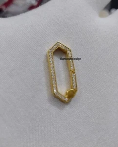 Cerradura potenciadora de diamantes hexagonal alargada de oro macizo de 14 k, cerradura hexagonal de oro, regalo - Imagen 1 de 3