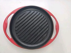 Le Creuset Red Enameled #26 Cast Iron 10" Skinny Griddle Handled Non-stick Pan - Picture 1 of 7