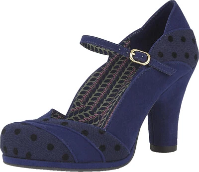 Ruby Shoo SHERRIE Vintage POLKA DOT Flock RIEMCHEN Heels PUMPS Rockabilly - Bild 1 von 4