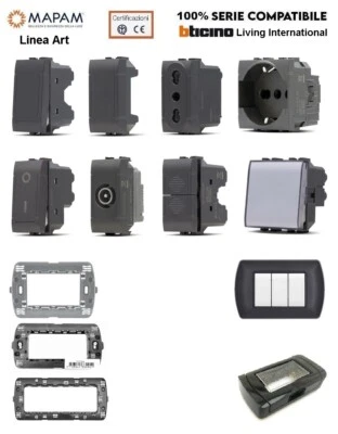 SERIE COMPATIBILE BTICINO LIVING FRUTTI PRESA SCHUKO PULSANTE INTERRUTTORE MAPAM