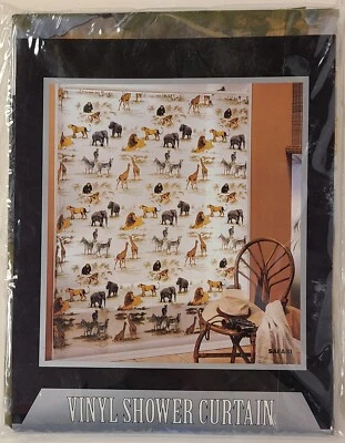 NEW! Vinyl Shower Curtain Safari Easy Care 70" x 72" - Image 1 of 3