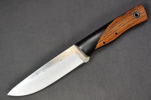 Fiddleback Forge Leuku by Andy Roy .195" A2 Blade, Black G10 Bolstered Wood - Picture 1 of 12