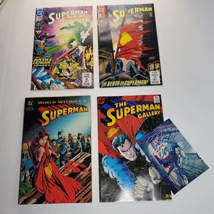Lote de DC Comics Superman #74 75 en estado bastante bueno/casi nuevo más Mundo sin Superman TPB Dan Jurgen - Imagen 1 de 5