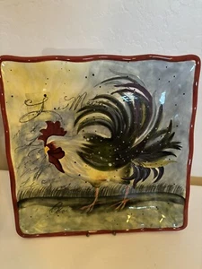 Certified International Susan Winget Le Rooster Platter 13.25" x 13.25" Square - Picture 1 of 4