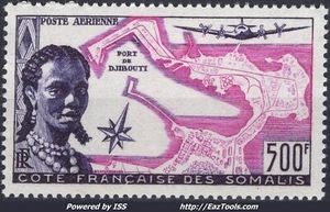 COTE DES SOMALIS POSTE AERIENNE 500Fr N° 25 NEUF ** SANS CHARNIERE - Picture 1 of 2