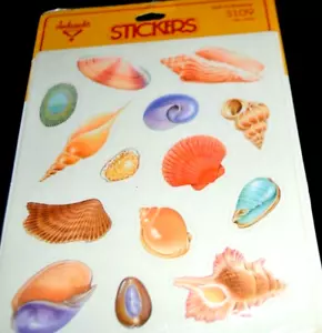 Ocean SEASHELLS Stickers 4 Sheets NOS Vintage 1982 Ambassador Hallmark - Bild 1 von 1