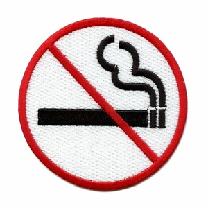 No Smoking Sign Logo Embroidered Iron On Patch - Picture 1 of 1