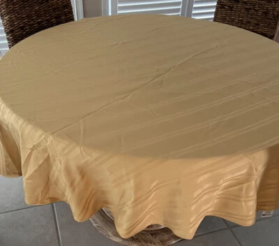 JC Penny Home Collection Fabric Gold Satin Stripe Holiday 70” Round Tablecloth - Image 1 of 4