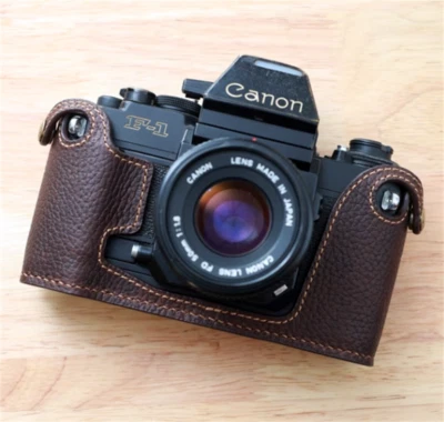 Handmade Genuine Leather Half Camera Case Cover For Canon New F-1 - Image 1 of 4