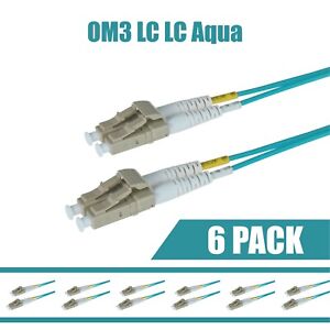6-Pack 2 Meter Slim 10G Multimode OM3 Duplex LC to LC Fiber Optic Patch Cable