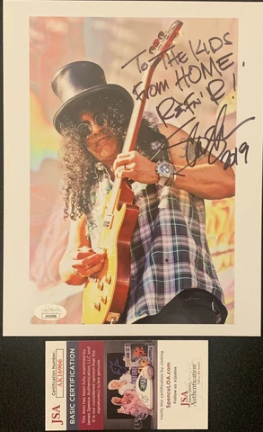 SLASH Signed 8x10 Photo JSA COA INSCRIBED GNR GUNS’N’ROSES AXL DUFF AUTOGRAPH Cover