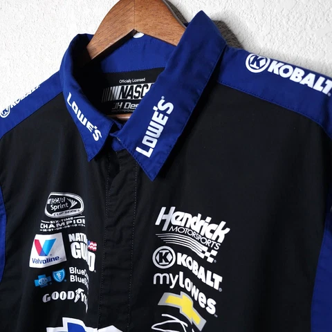 Nascar Jimmie Johnson Lowes Pit Crew Shirt Size 2XL JH Design Snap Button Up Cover