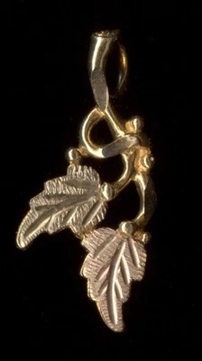 Nuevo 10K 22mm Oro Amarillo Sólido y Rosa Hoja de Uva Pétalo Planta Colgante Dije ti Foto 1 de 2