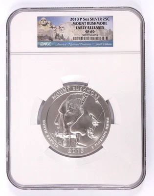 2013-P Mount Rushmore 5oz .999 Silver Coin NGC MS69 Early Releases - Image 1 of 4