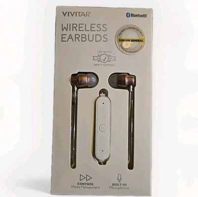 Vivitar Earbuds Bluetooth Wireless w Microphone Apple Android Rose Gold New - Image 1 of 4