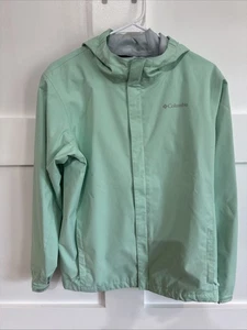 Columbia Youth XL Watertight Rain Jacket Full Zip Hood Waterproof -Seafoam Green - Picture 1 of 11
