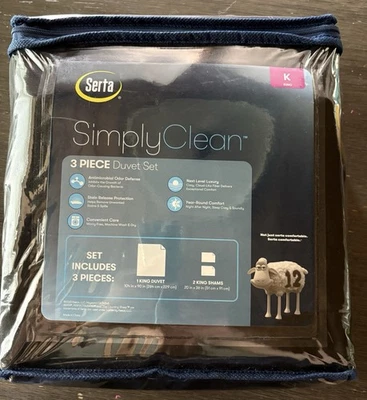 Juego de edredón Serta Simply Clean 3 piezas tamaño king/negro Foto 1 de 4