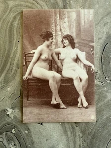 ORIGINAL RPPC FRENCH NUDE POSTCARD 2 BUXOM WOMAN ORIGINAL PHOTO LGBQT - Picture 1 of 2
