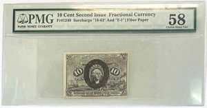 1863-1867 US 10 CENTS FRACTIONAL WASHINGTON NOTE FR#1249 PMG CHOICE UNC 58 - Picture 1 of 2