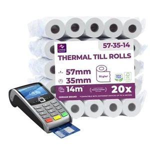 Rouleau tpe 57mm x 14m x 12mm – Rouleaux pour terminal carte bancaire – Bobin... - Photo 1/7