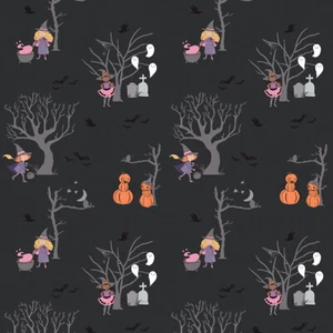 Riley Blake Spooky Schoolhouse Main in anthrazit ~ Halloween Hexe Stoff SC13200 - Bild 1 von 2