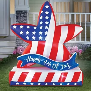 6-Foot "Happy 4th of July" Giant Patriotic Star Outdoor Airblown Inflatable - Picture 1 of 1