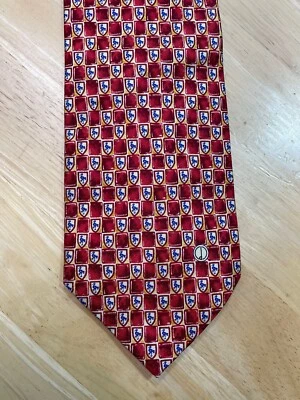 DUNHILL Made in Italy Men's 100% Silk Neck TIE Red - Imagem 1 de 4
