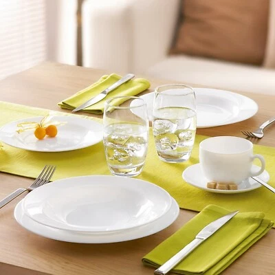 Luminarc Evolution White 18pc Opal Glass Dinner Set Dinnerware Tableware Plates - Image 1 of 2