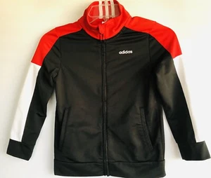Adidas kids Youth Light Track Zip Jacket Size 7 Red Black White - Picture 1 of 5