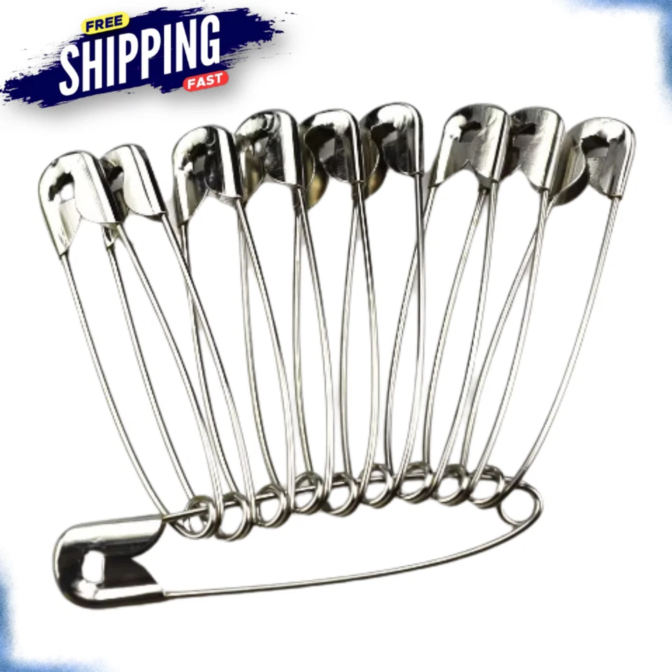 80pcs Safety Pins Mixed Size Silver Sewing Craft Jewellery Baby Nappy Pins