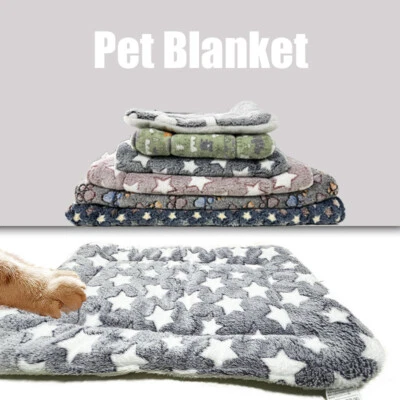 Pet Mat Paw Print Cat Dog Puppy Fleece Mattres Cushion Bed Blanket Warm Soft S/L - Image 1 of 4