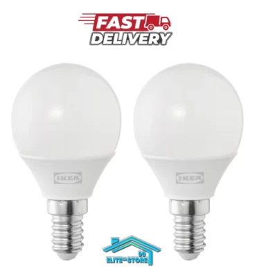 2x New IKEA Solhetta LED bulb Base E14 250 Lumen Globe Opal White - Image 1 of 2