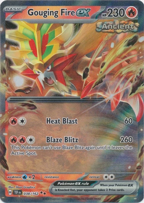Gouging Fire ex -  038/162  Double Rare SV05: Temporal Forces Pokemon TCG - Image 1 of 1