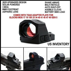 2025 RMR Solar Red Dot with Adapter for GLOCK® MOS 17 19 23 34 40 45 47 49 GEN 5 - Picture 1 of 15