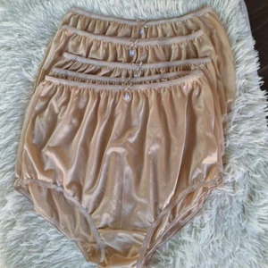 6pc Beige Big Underwear Women Nylon Panties Silky Soft Briefs High Waist 44"-50" - Picture 1 of 10