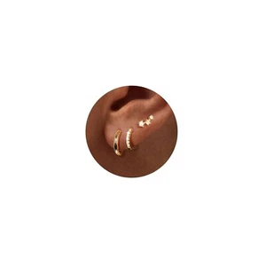 3 Pairs Gold Hoop Earrings Set Dainty Stud Earrings for Women Trendy Small 14... - Picture 1 of 7