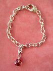 New ladies cute chunky shiny silver tone chain bracelet with drop clip on charm
