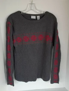 Women Cherokee Wintertime Sweater Size Large Gray Long Sleeves Ribbed A152 - Picture 1 of 8