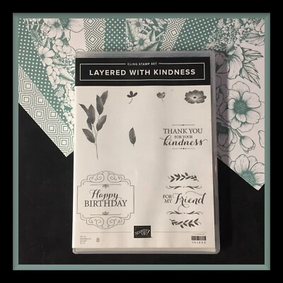 Stampin' Up! Conjunto de selos LAYERED WITH KINDNESS e SERENE LOVE DSP ***NOVO*** #12 - Imagem 1 de 4