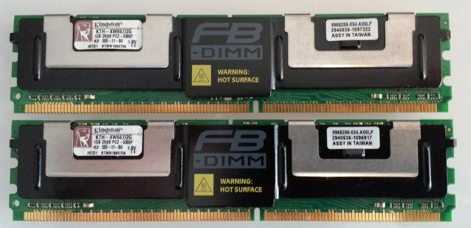 KTH-XW667/2G Kingston 2GB Kit (2 X 1GB) PC2-5300 DDR2-667MHz ECC Fully Buffered - Image 1 of 1